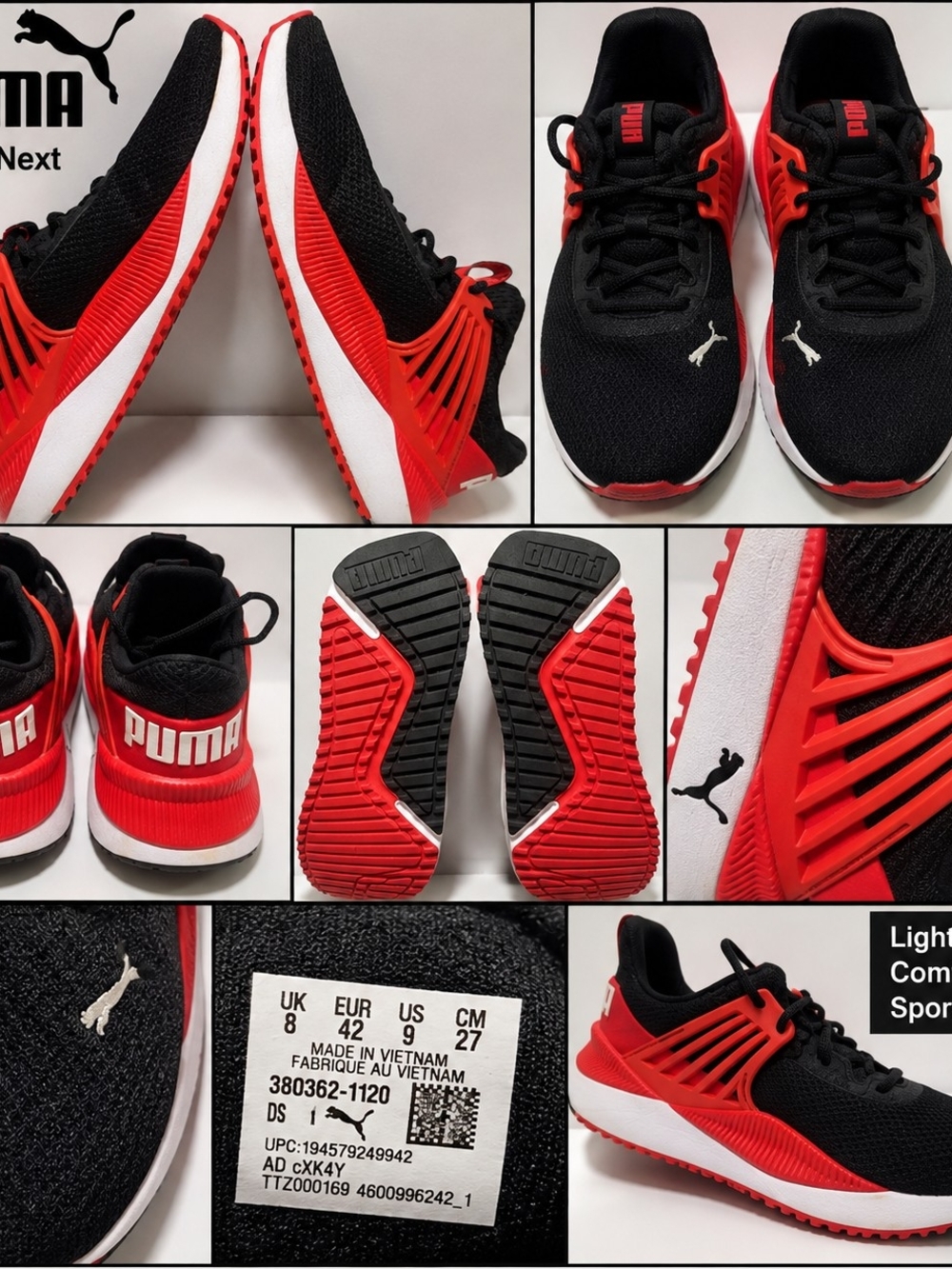 Puma Black and Red Performance Running Shoes